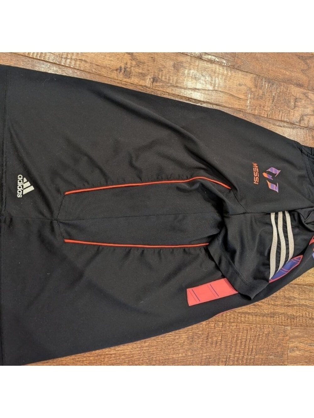 Adidas Soccer Jersey Messi 10 Black Pink & Purple Iridescent 3 Stripe Kids Sz L - Picture 6 of 7